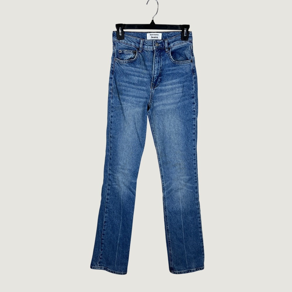 Reformation Jeans Womens 24 Blue Malta High Rise Straight Leg Organic Cotton